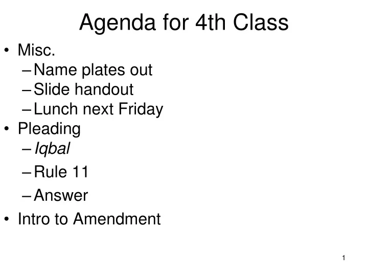 agenda for 4th class