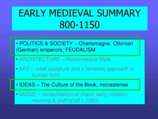 EARLY MEDIEVAL SUMMARY 800-1150