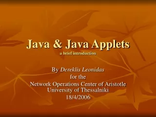 Java &amp; Java Applets a brief introduction