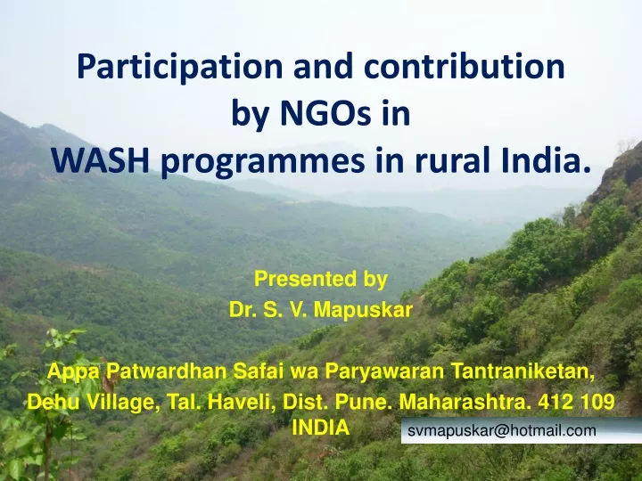 participation and contribution by ngos in wash programmes in rural india