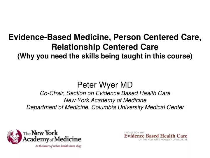 evidence based medicine person centered care