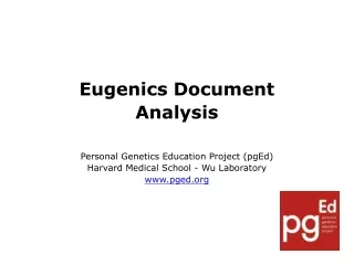 Eugenics Document Analysis Personal Genetics Education Project (pgEd)