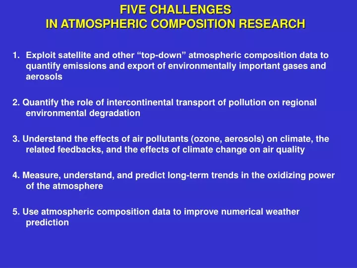 five challenges in atmospheric composition research