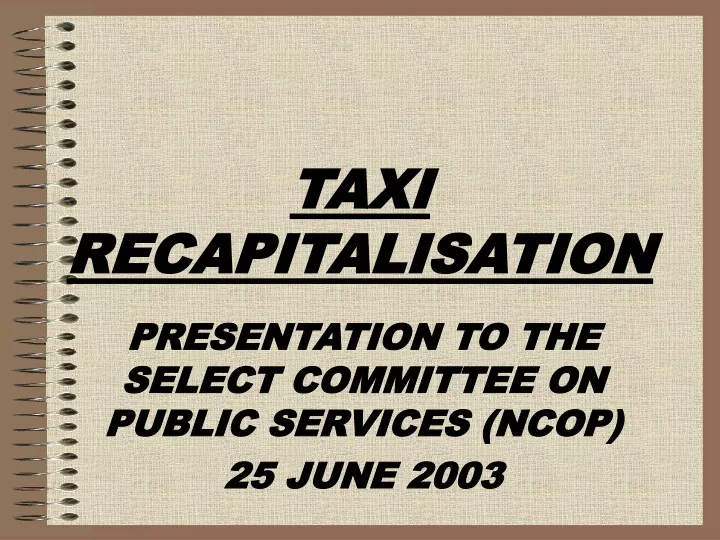 taxi recapitalisation