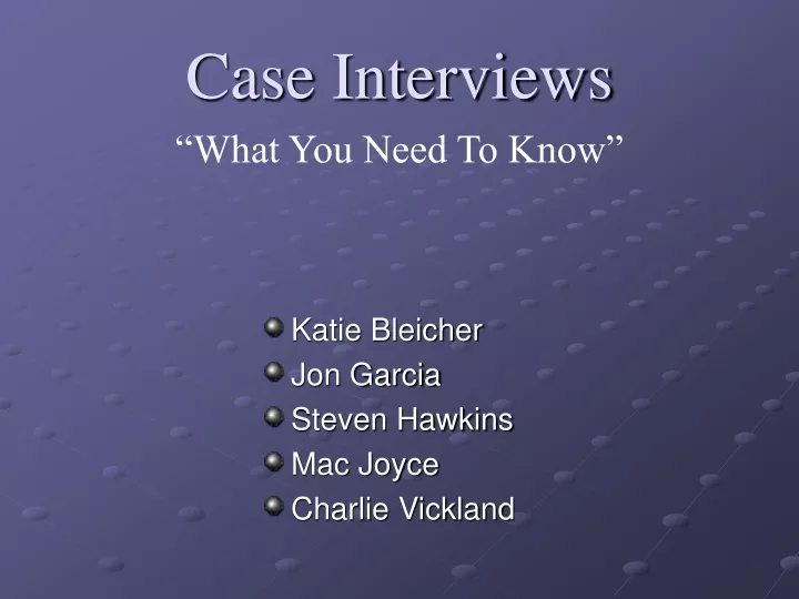 case interviews