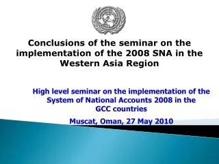 Conclusions of the seminar on the implementation of the 2008 SNA in the Western Asia Region