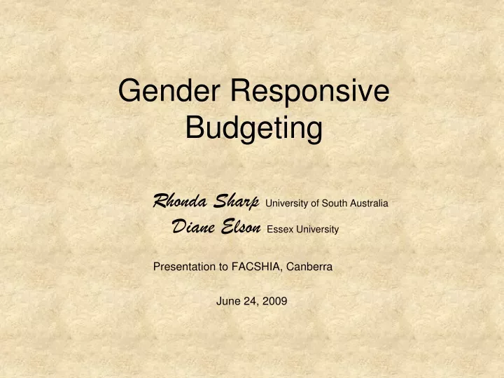 gender responsive budgeting