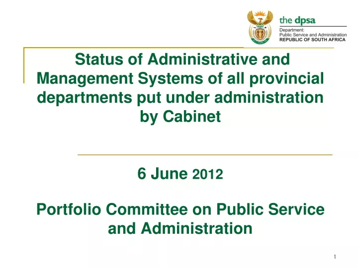 status of administrative and management systems