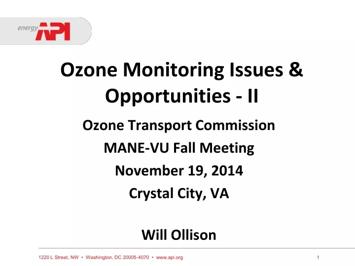 ozone monitoring issues opportunities ii