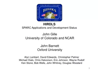 HIRDLS SPARC Applications and Development Status