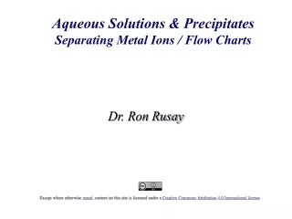 Aqueous Solutions &amp; Precipitates Separating Metal Ions / Flow Charts