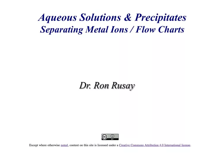 aqueous solutions precipitates separating metal