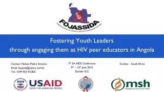 Fostering Youth Leaders  through engaging them as HIV peer educators in Angola
