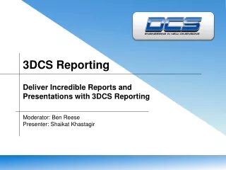 3DCS Reporting