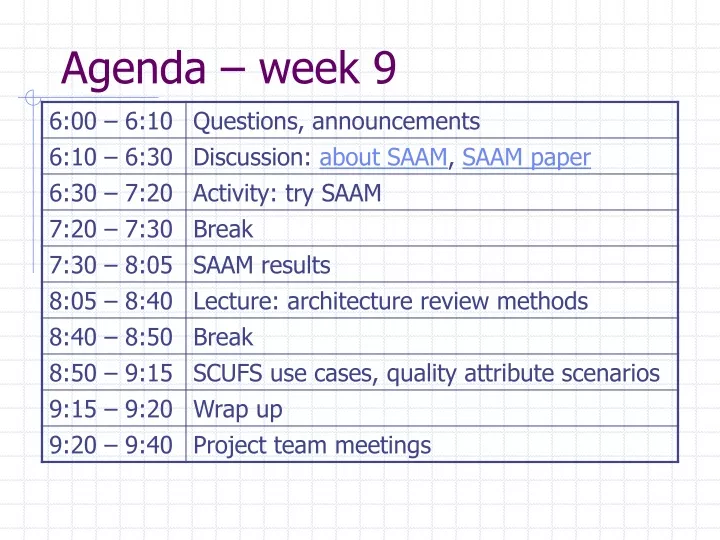 agenda week 9
