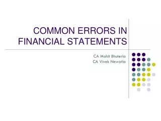 COMMON ERRORS IN FINANCIAL STATEMENTS