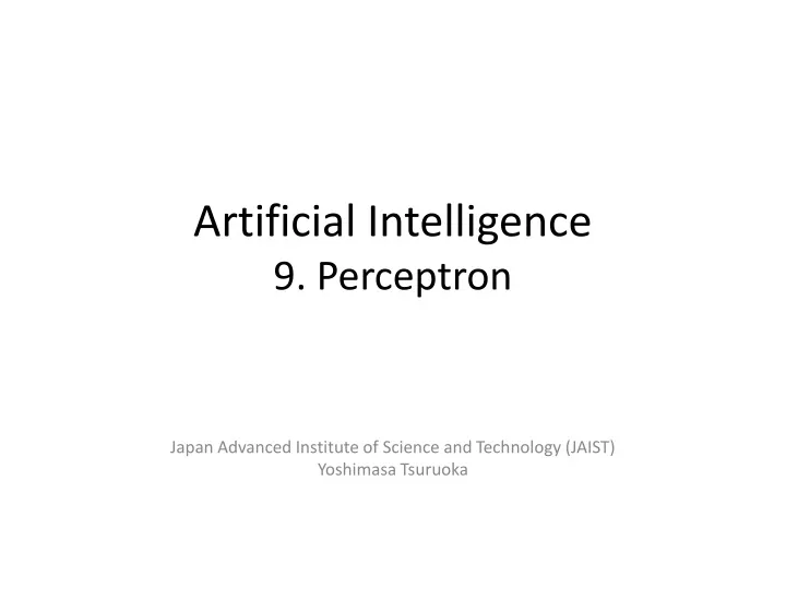 artificial intelligence 9 perceptron