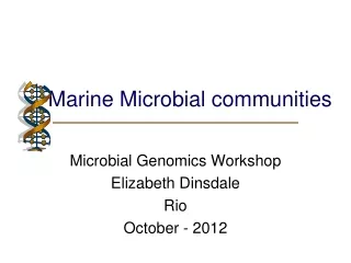 Microbial Genomics Workshop Elizabeth Dinsdale Rio October - 2012