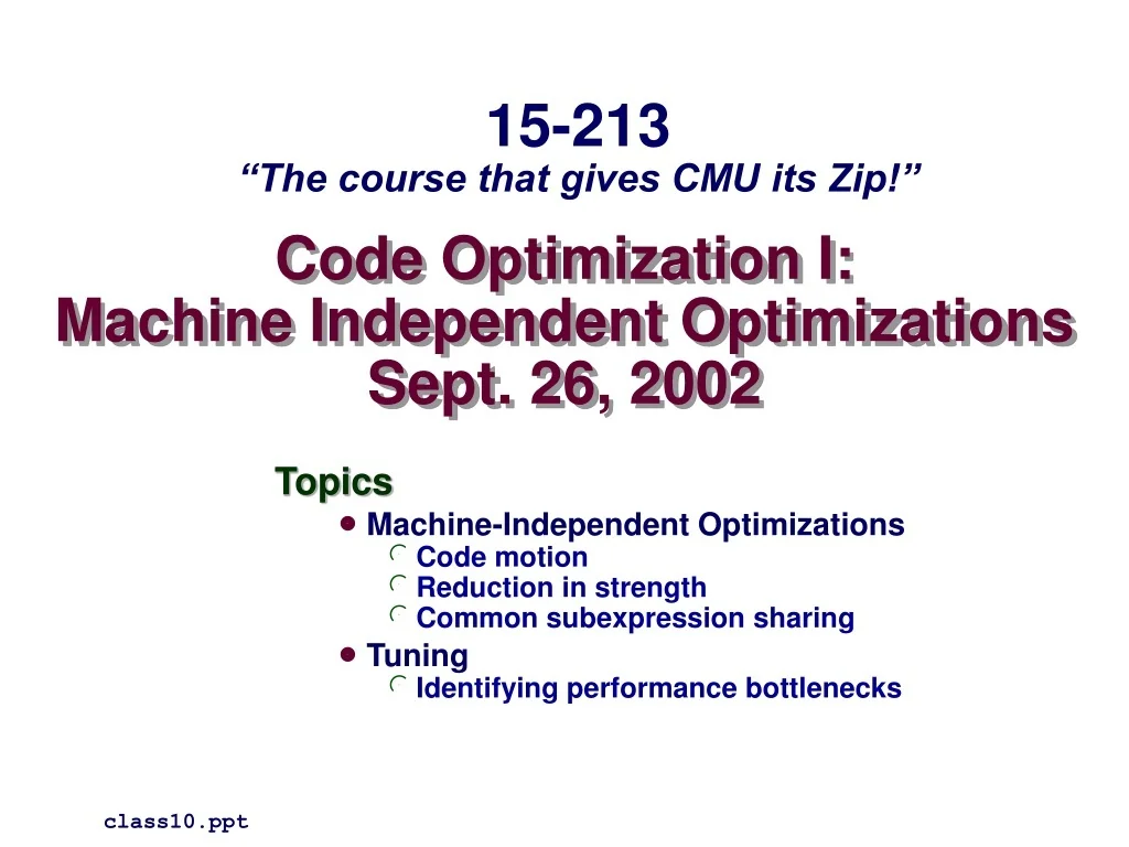 PPT - Efficient Code Optimization Techniques for Improved Performance ...