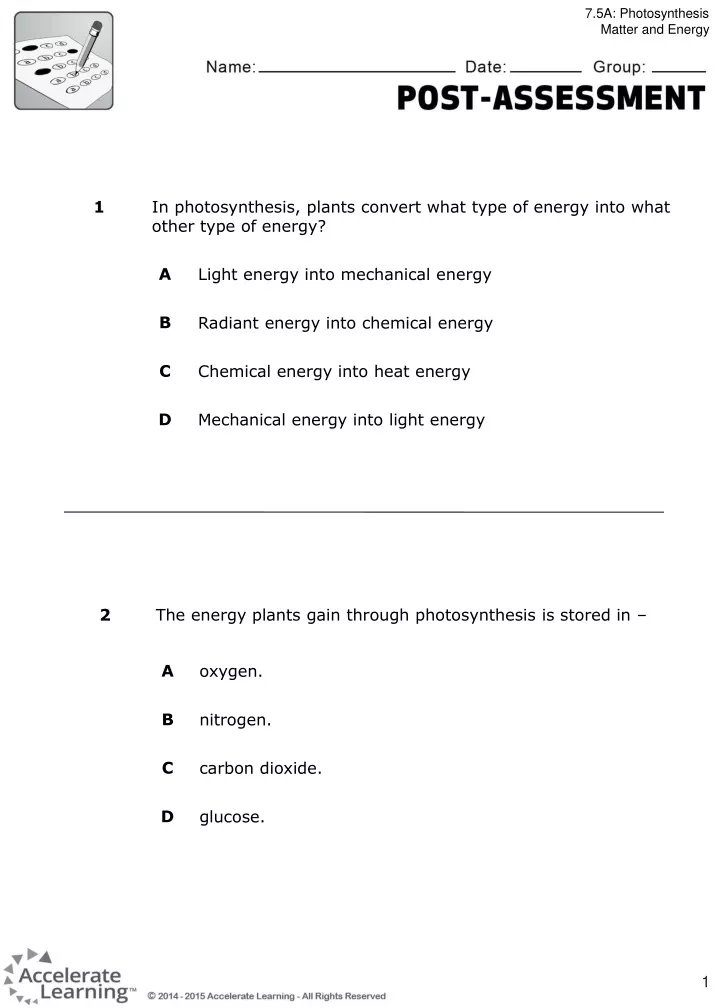 7 5a photosynthesis matter and energy