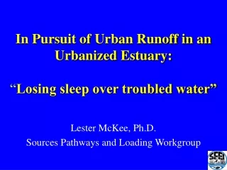 In Pursuit of Urban Runoff in an Urbanized Estuary: “ Losing sleep over troubled water”