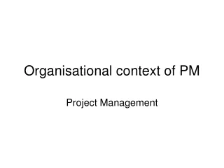 Organisational context of PM