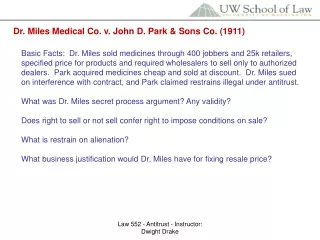 Dr. Miles Medical Co. v. John D. Park &amp; Sons Co. (1911)