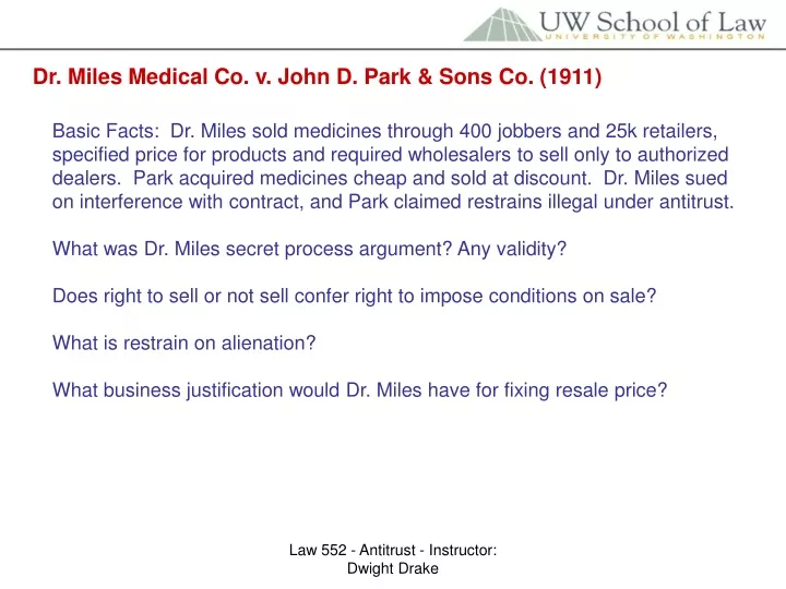 dr miles medical co v john d park sons co 1911