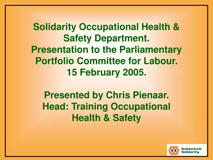 solidarity occupational health safety department