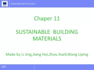 Chaper 11 SUSTAINABLE  BUILDING  MATERIALS
