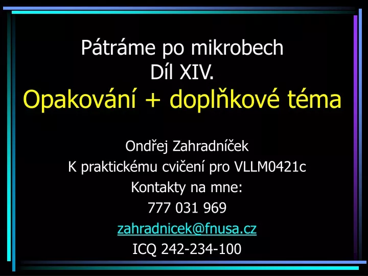 p tr me po mikrobech d l xiv opakov n dopl kov t ma