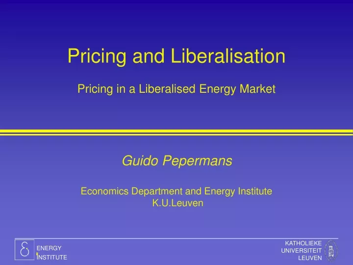 pricing and liberalisation pricing in a liberalised energy market