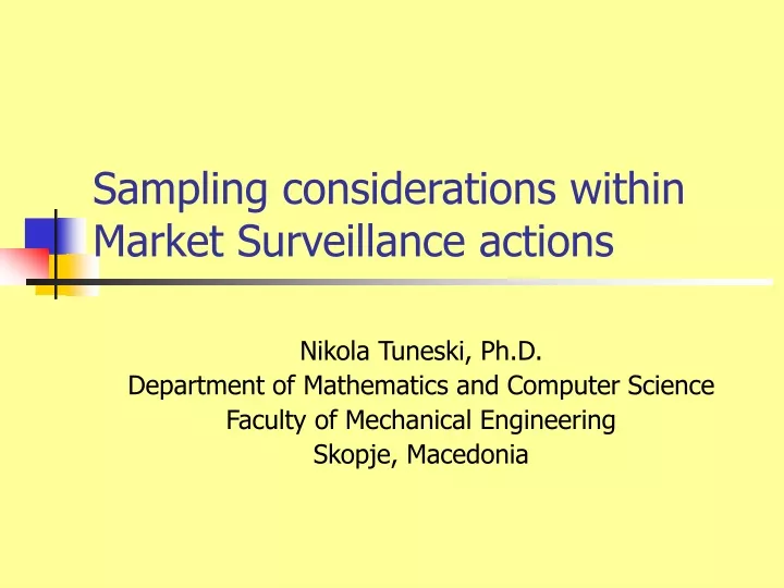 sampling considerations within market surveillance actions