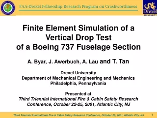 Finite Element Simulation of a Vertical Drop Test of a Boeing 737 Fuselage Section
