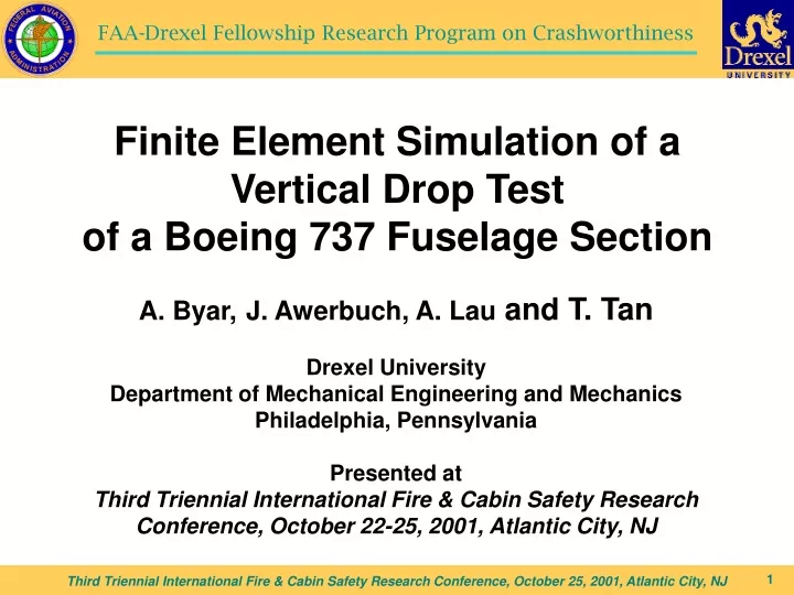 finite element simulation of a vertical drop test