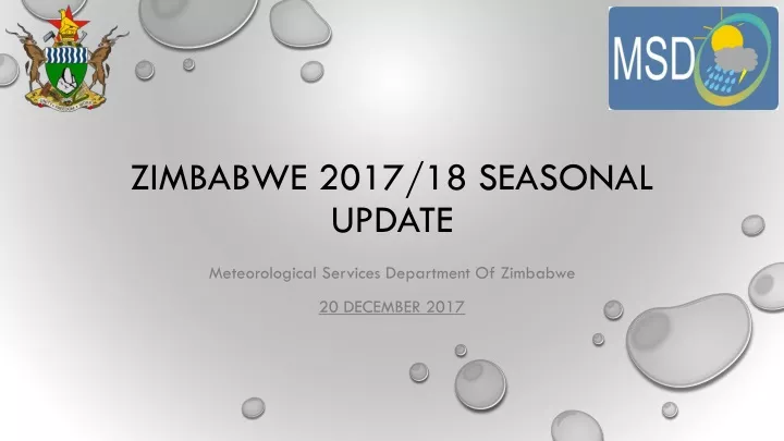zimbabwe 2017 18 seasonal update