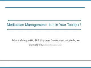 Medication Management:  Is It in Your Toolbox?