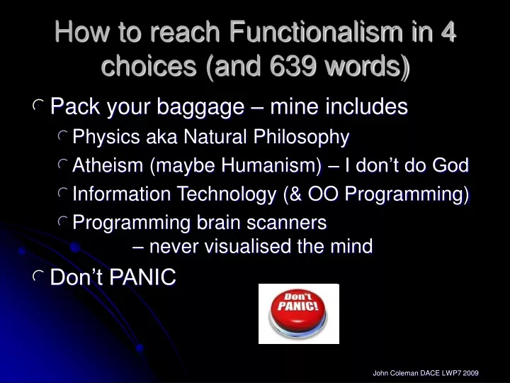 how to reach functionalism in 4 choices and 639 words