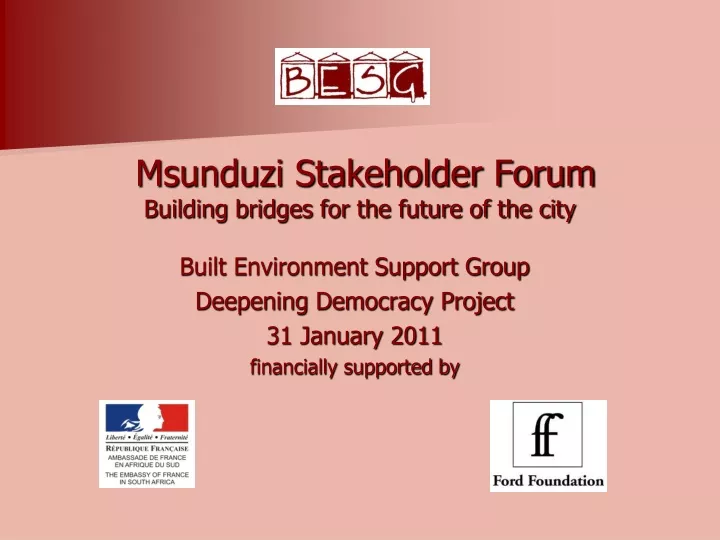 msunduzi stakeholder forum building bridges for the future of the city
