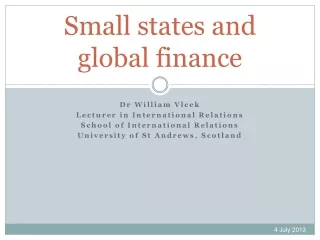 Small states and global finance