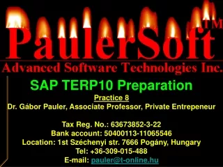 SAP TERP10 Preparation Practice 8 Dr. Gábor Pauler, Associate Professor, Private Entrepeneur