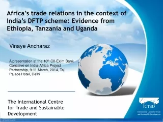 The International Centre  for Trade and Sustainable  Development