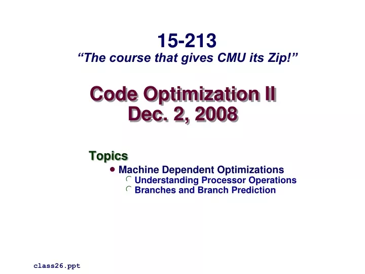 code optimization ii dec 2 2008