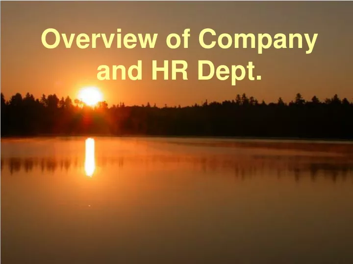 overview of company and hr dept