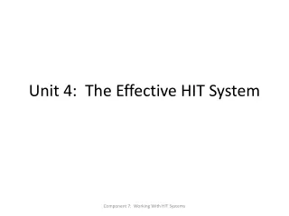 Unit 4:  The Effective HIT System