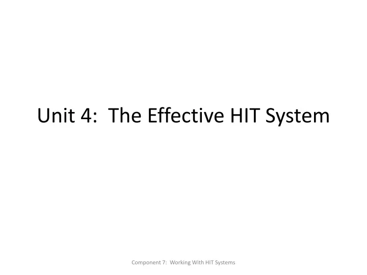 unit 4 the effective hit system