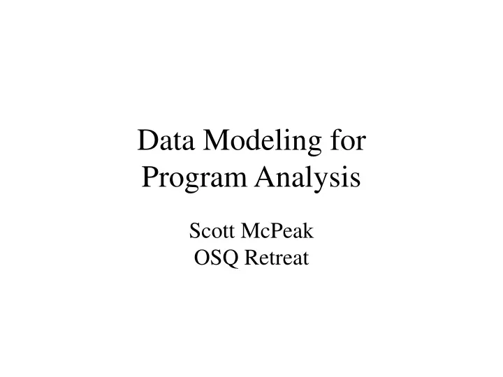 data modeling for program analysis