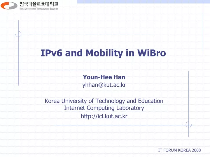 ipv6 and mobility in wibro