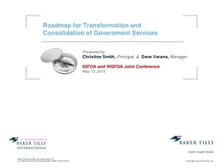 Roadmap for Transformation and  Consolidation of Government Services