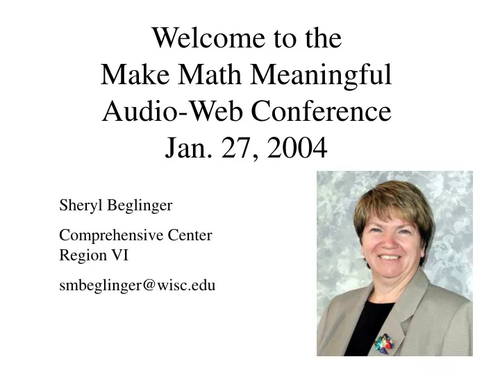 welcome to the make math meaningful audio web conference jan 27 2004